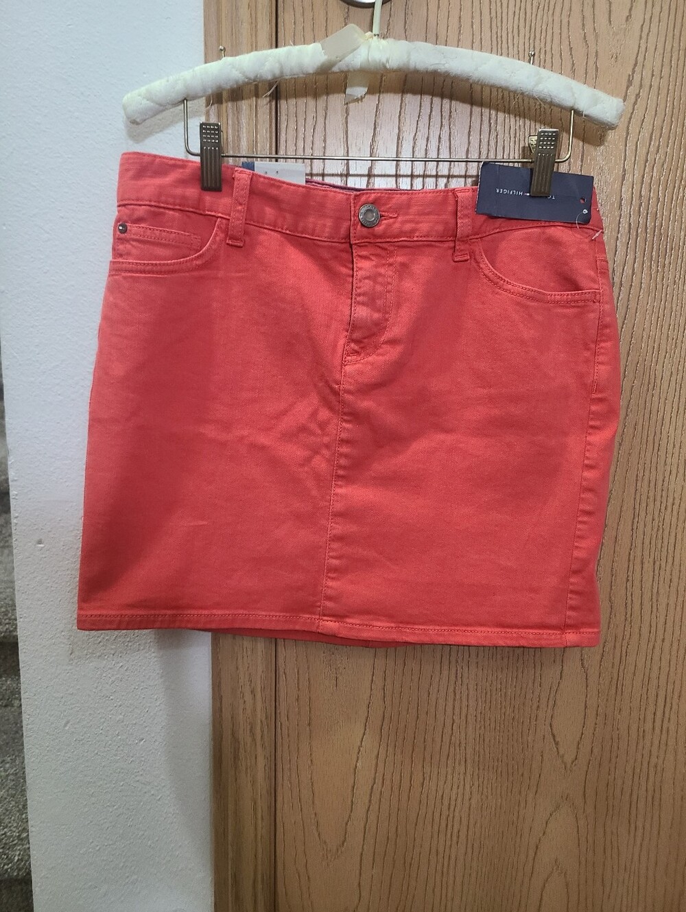 NWT Tommy Hilfiger Paprika Orange Preppy Denim Mini Skirt